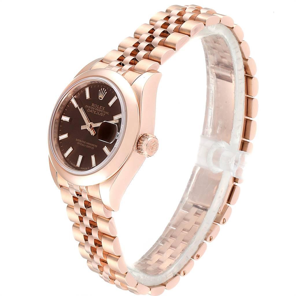 Women's Rolex President 28 Rose Gold Chocolate Dial Ladies Watch 279165 Box Card