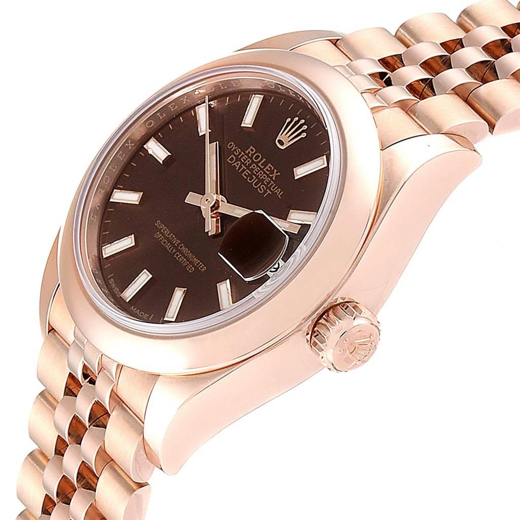 Rolex President 28 Rose Gold Chocolate Dial Ladies Watch 279165 Box Card 1