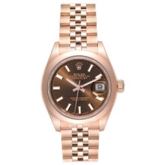 Rolex President 28 Rose Gold Chocolate Dial Ladies Watch 279165 Box Card