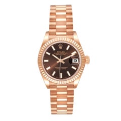 Rolex President 28 Roségold schokoladenfarbenes Zifferblatt Damenuhr 279175 Boxkarte