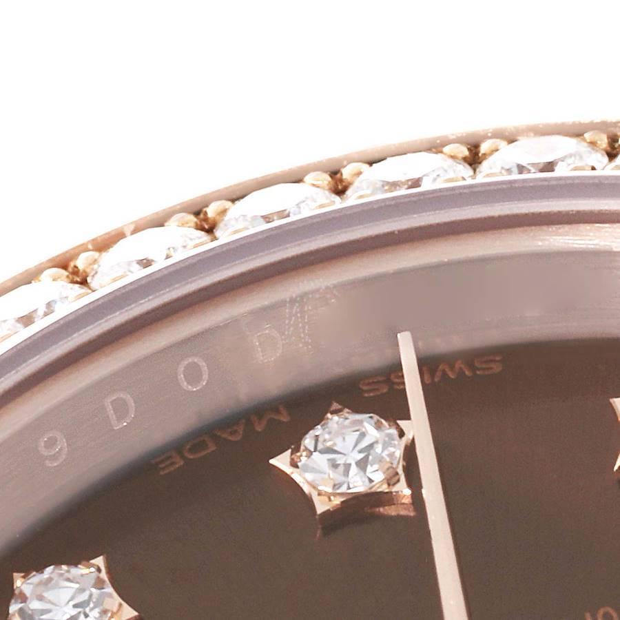 Rolex President 28 Rose Gold Chocolate Diamond Dial Ladies Watch 279135 Unworn In Excellent Condition In Atlanta, GA