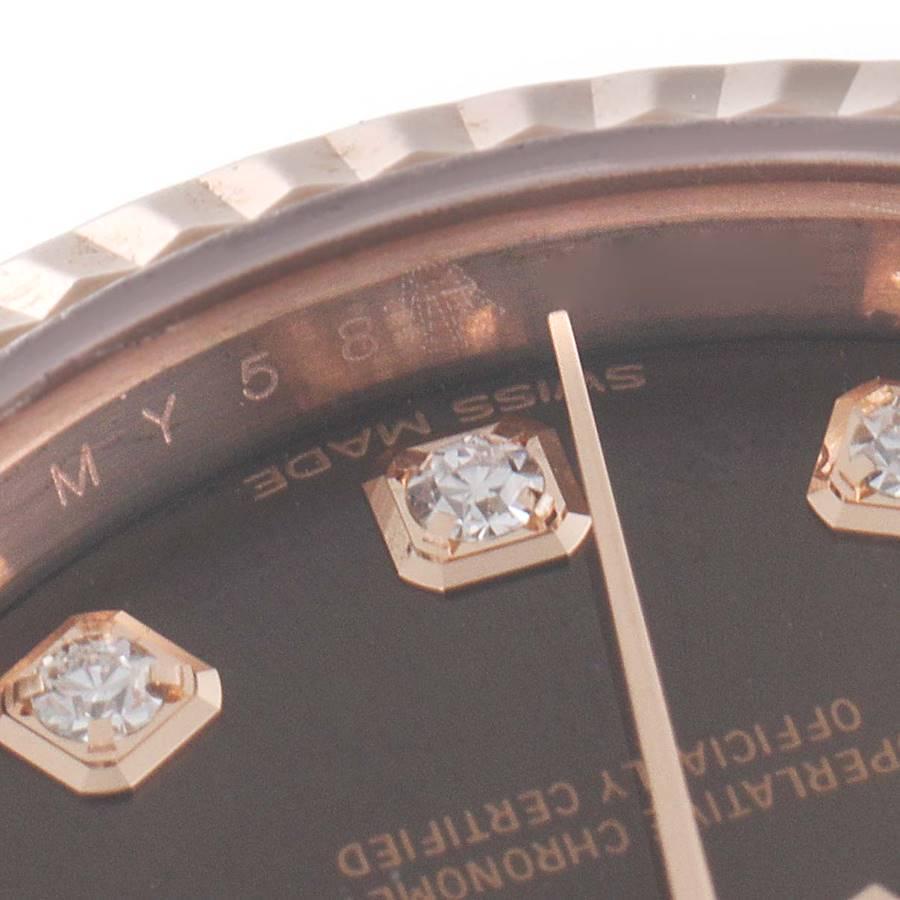 Rolex President 28 Rose Gold Chocolate Diamond Dial Ladies Watch 279175 In Good Condition For Sale In Atlanta, GA