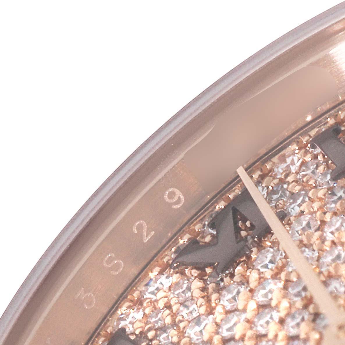 Rolex President 28 Rose Gold Pave Diamond Dial Ladies Watch 279135 For Sale 2
