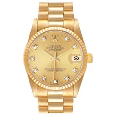 Rolex President Datejust Midsize Yellow Gold Diamond Ladies Watch 68278