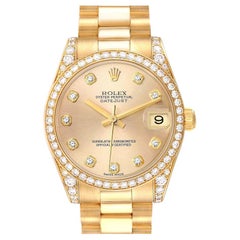 Rolex President 31 Midsize Yellow Gold Diamond Dial Bezel Ladies Watch 178158