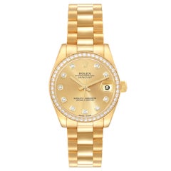 Rolex President 31 Midsize Yellow Gold Diamond Ladies Watch 178288 Box Card