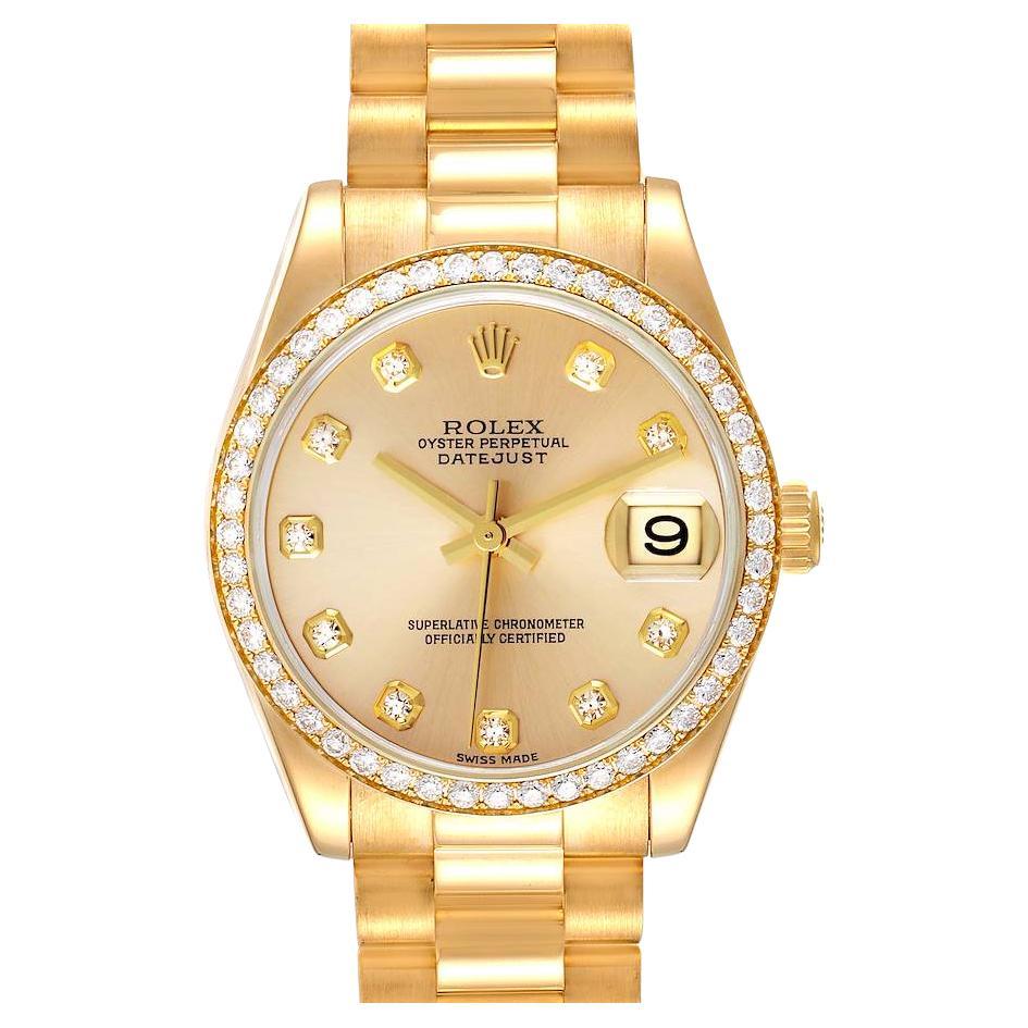 Rolex President 31 Midsize Gelbgold-Diamant-Uhr 178288 im Angebot