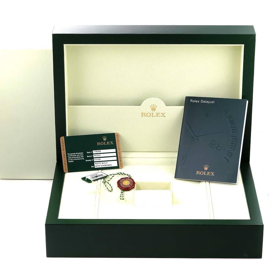 Rolex President 31 Midsize Yellow Gold Mop Diamond Watch 178288 Box Card For Sale 7