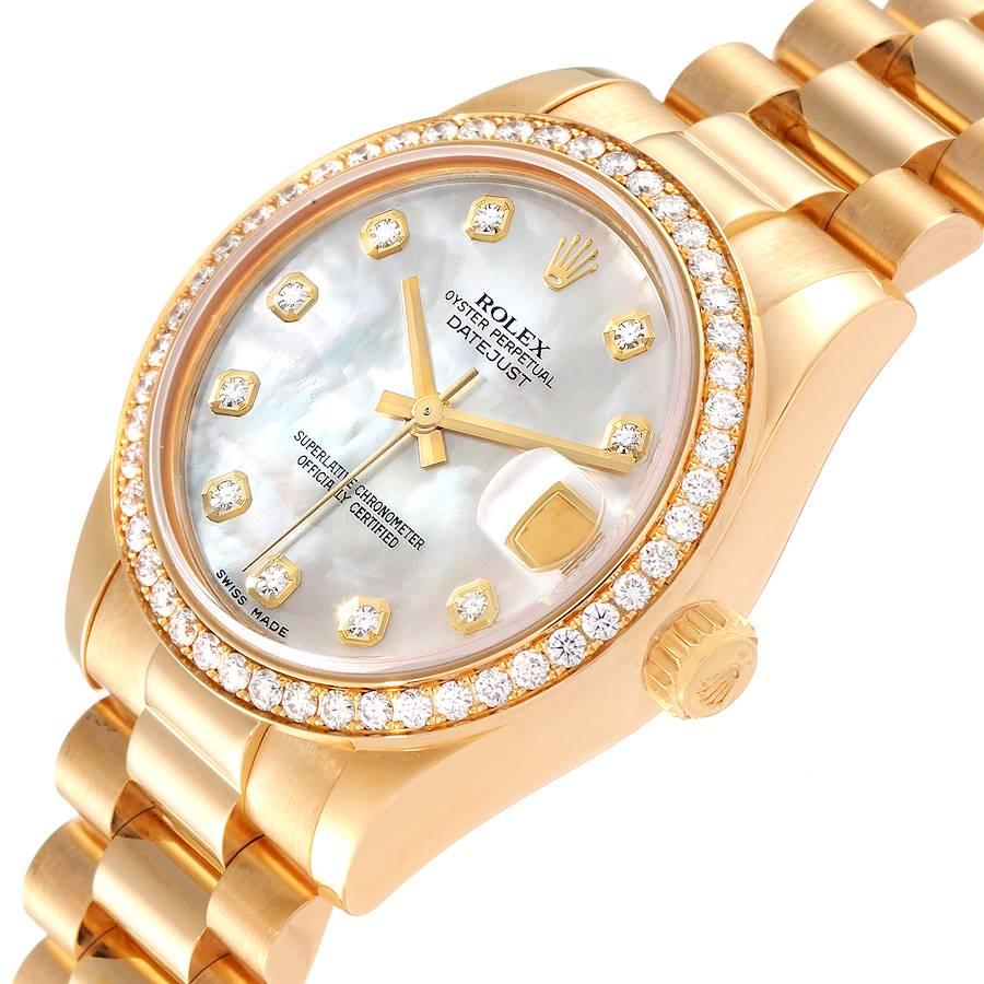 Rolex President 31 Midsize Yellow Gold Mop Diamond Watch 178288 Box Card For Sale 1