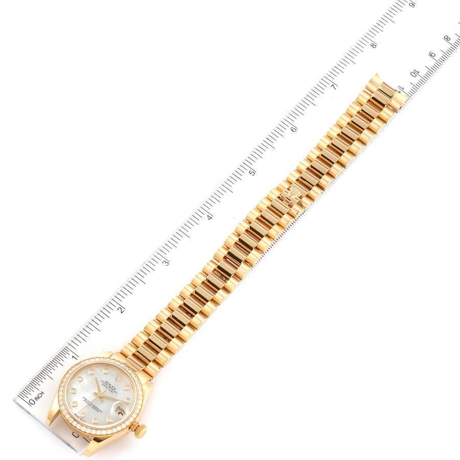 Rolex President 31 Midsize Yellow Gold Mop Diamond Watch 178288 Box Card For Sale 5