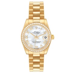 Rolex President 31 Midsize Yellow Gold Mother of Pearl Diamond Watch 178288 Box
