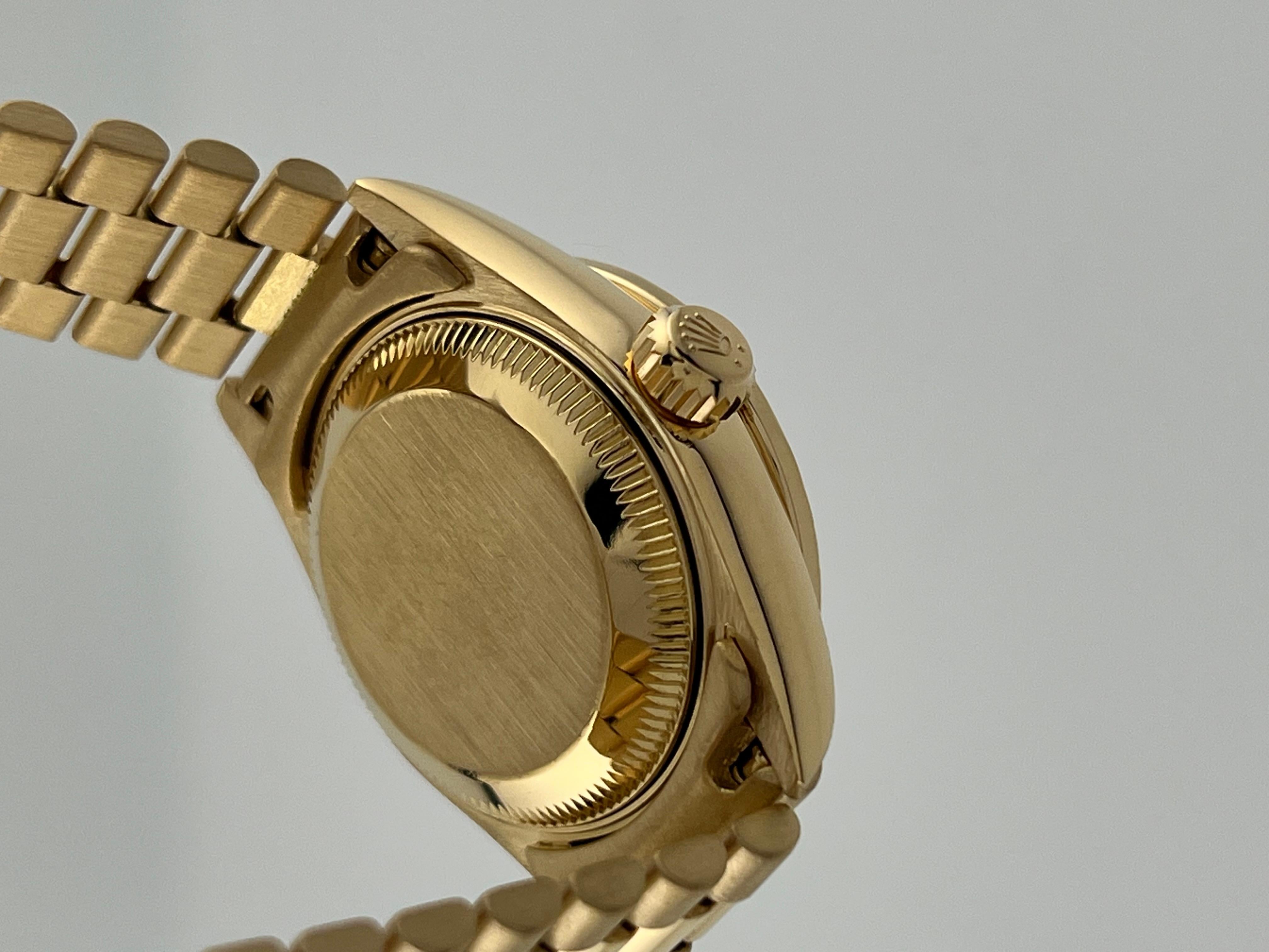 Rolex President 69138 String Diamond Dial Diamond Bezel 18K Gold Box Paper 5