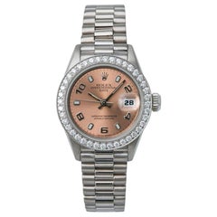 Rolex President 69179 Automatic 18 Karat Solid White Gold Watch Diamond Bezel