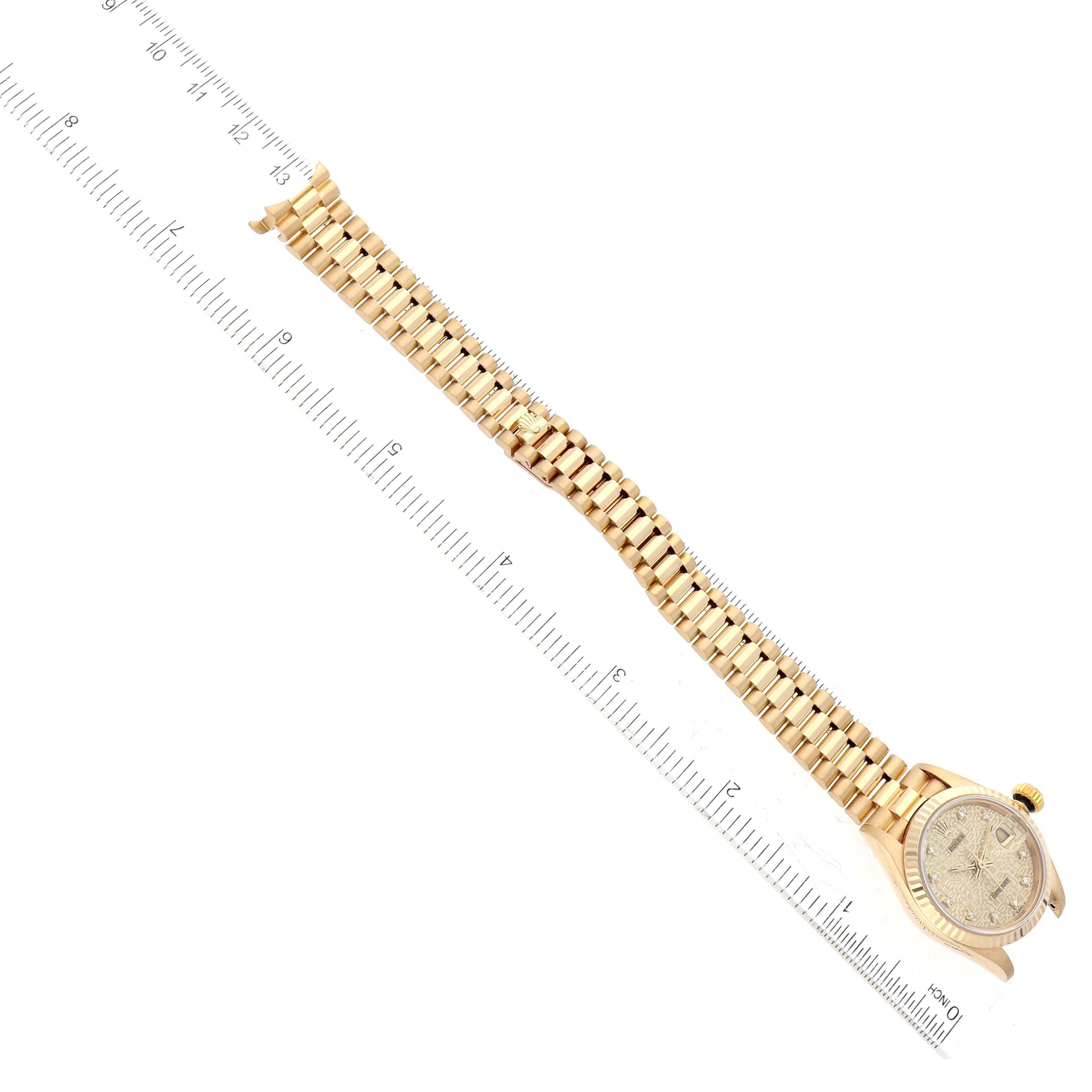 Rolex President Anniversary Diamond Dial Yellow Gold Ladies Watch 69178 Papers 3