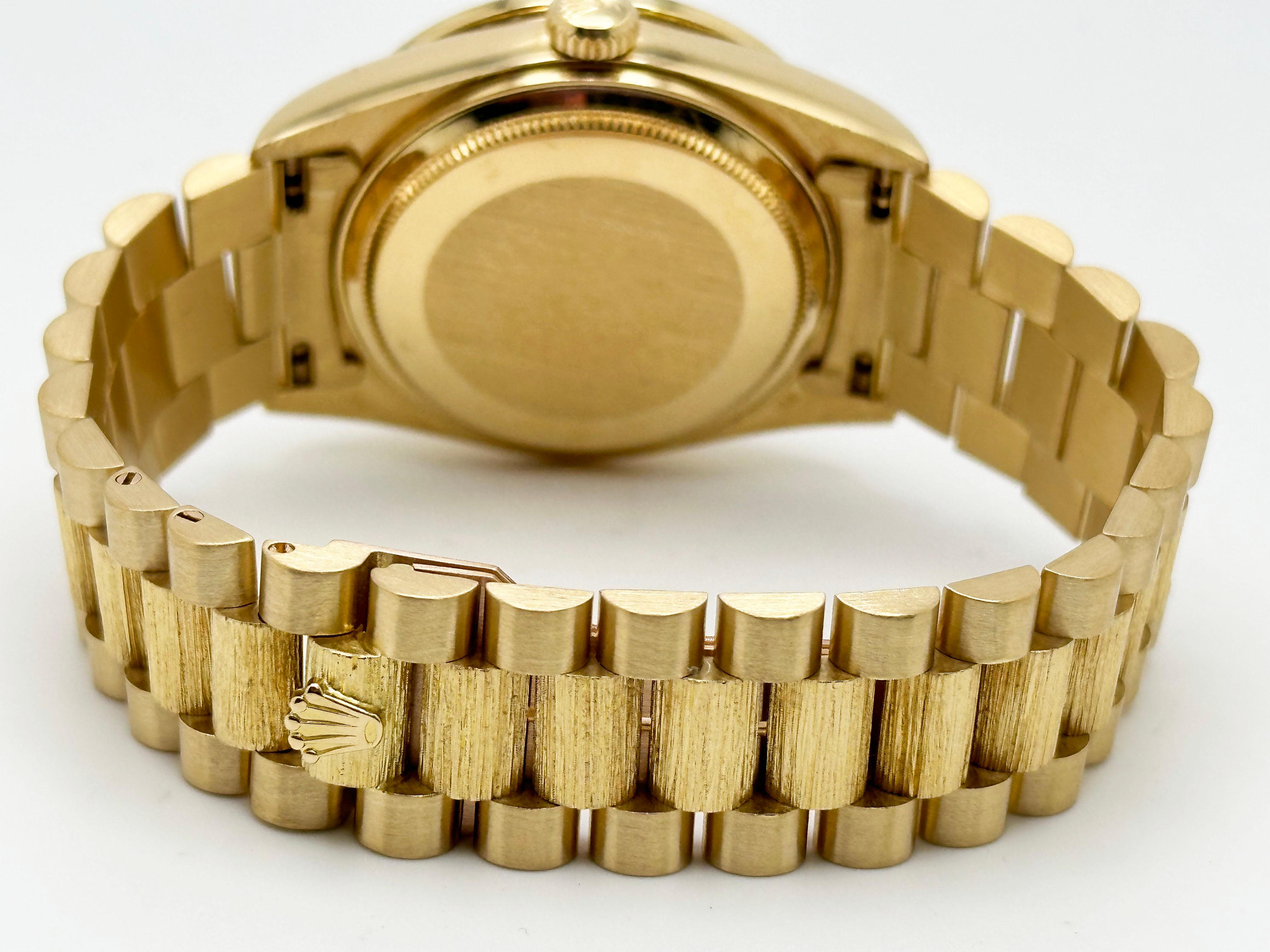 Rolex President Bark Finish 18078 Champagner-Diamant-Zifferblatt Diamant-Lünette 18K Gold 4