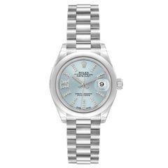 Rolex President Blue Diamond Dial Platinum Ladies Watch 279166 Unworn