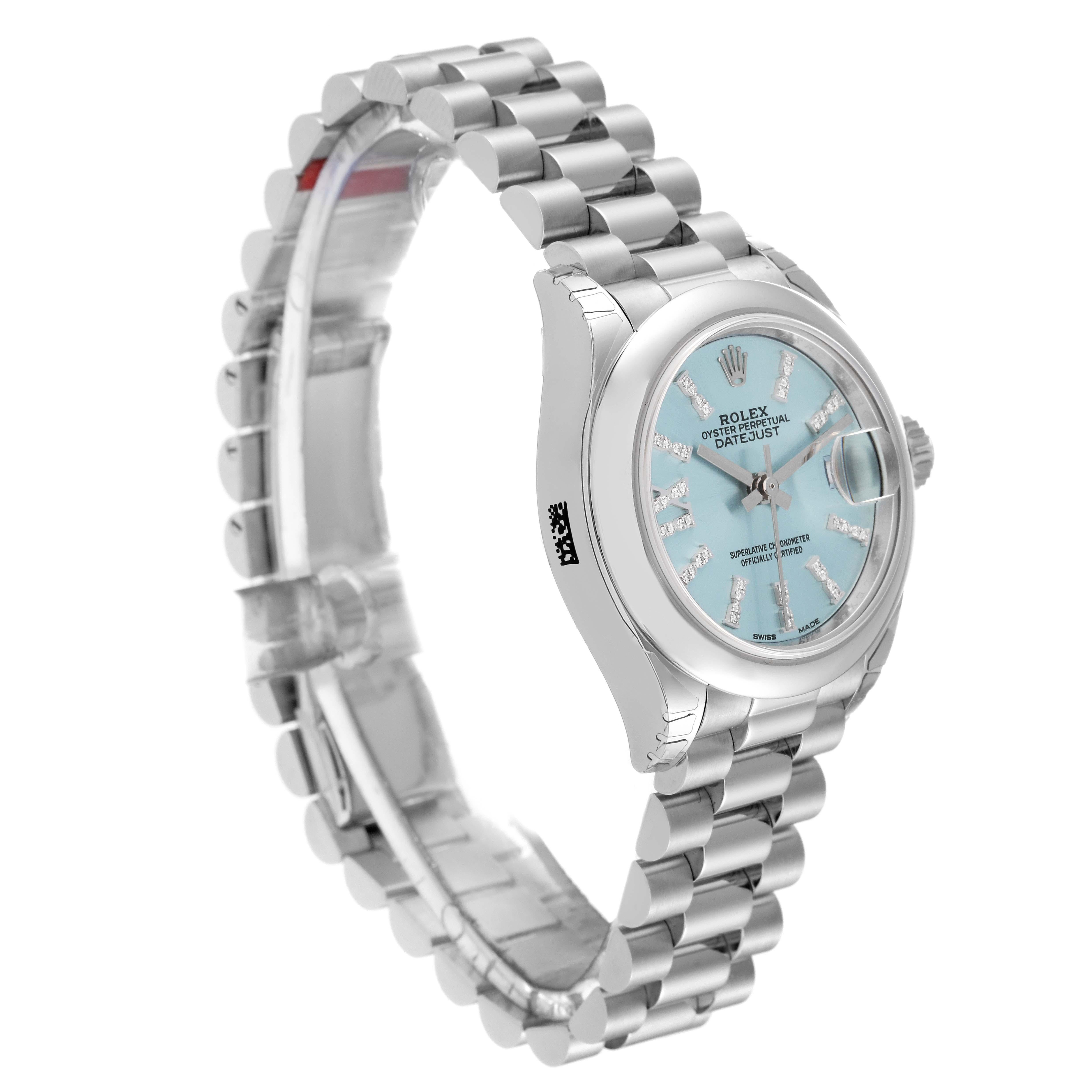 Rolex President Montre pour femme 279166 avec cadran en diamant bleu, non portée Excellent état - En vente à Atlanta, GA