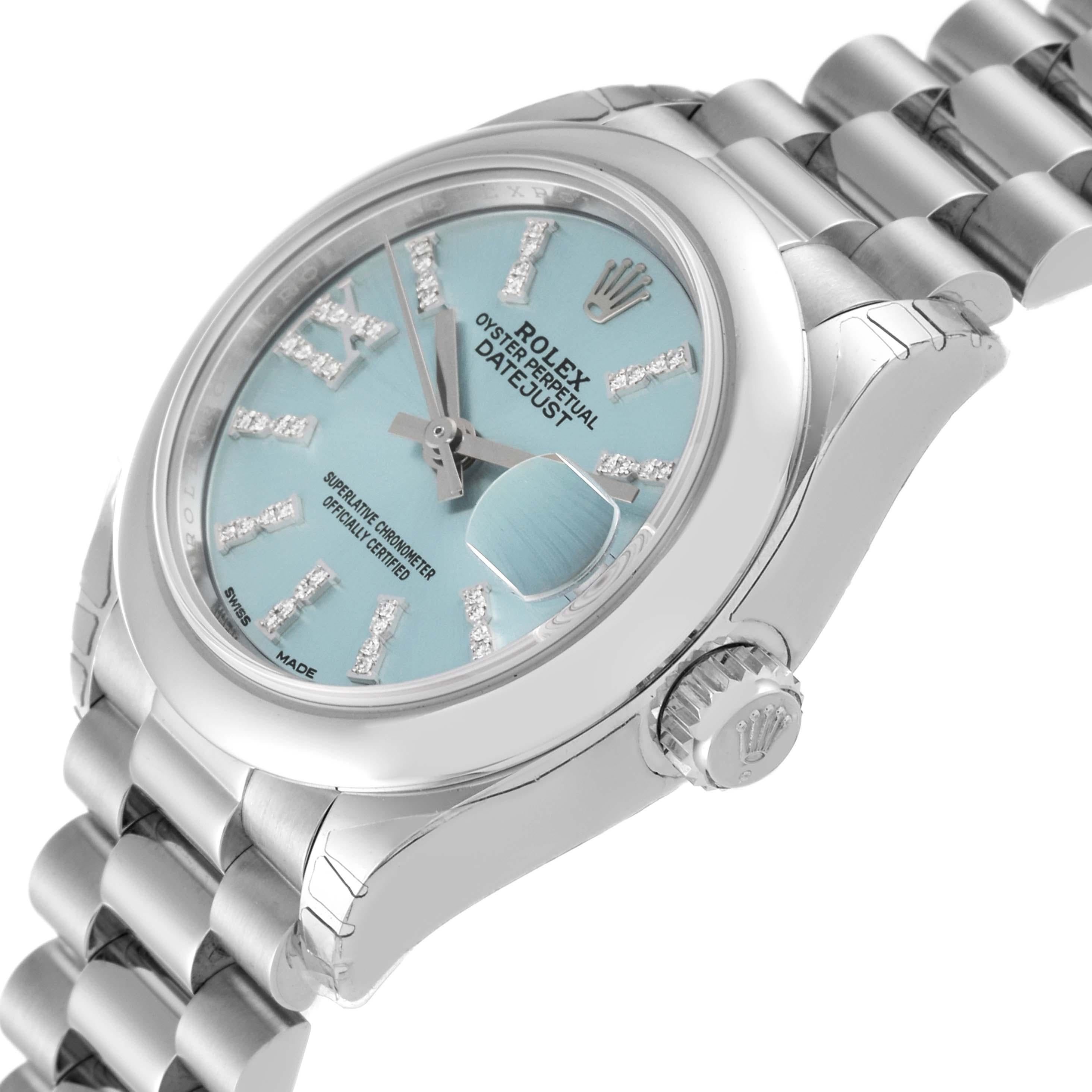 Women's Rolex President Blue Diamond Dial Platinum Ladies Watch 279166 Unworn For Sale