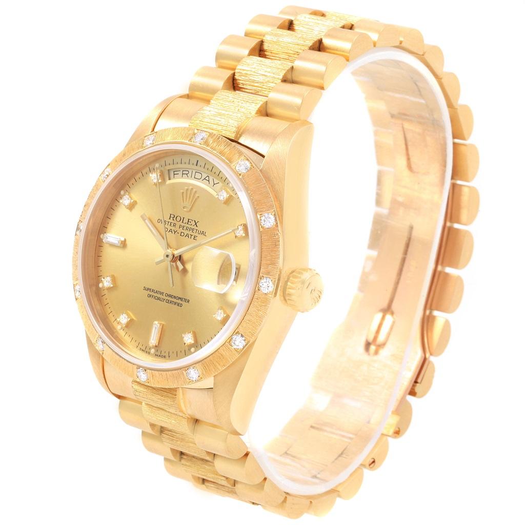 Rolex President Crown Collection 18 Karat Yellow Gold Diamond Watch 18108 For Sale 5