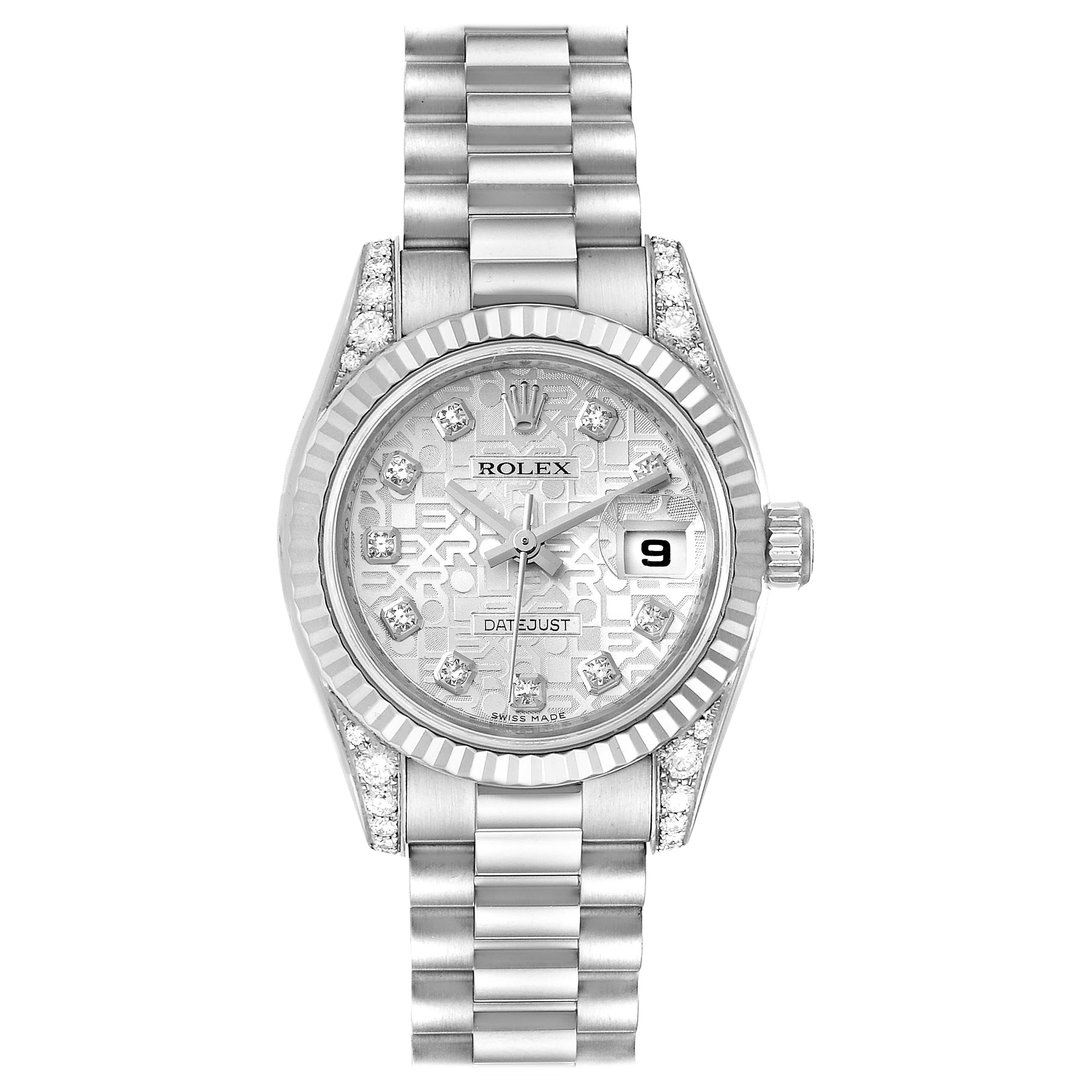 Rolex President Crown Collection White Gold Diamond Ladies Watch 179239 For Sale