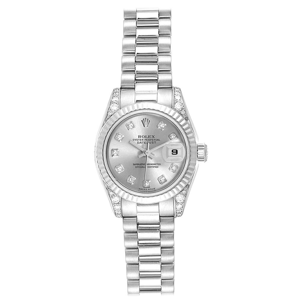 Rolex President Crown Collection White Gold Diamond Ladies Watch 179239 For Sale