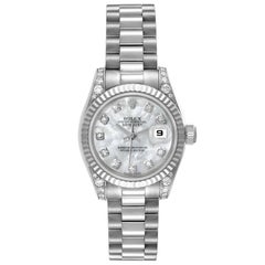 Rolex President Crown Collection White Gold MOP Diamond Watch 179239