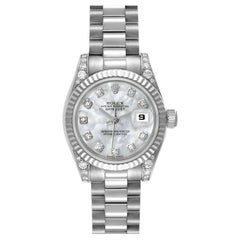 Rolex President Crown Collection White Gold MOP Diamond Watch 179239