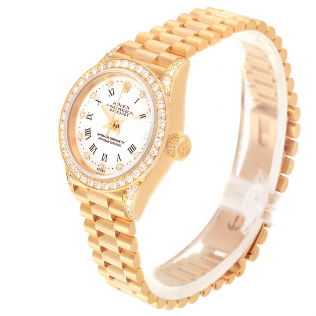 Rolex President Crown Collection Yellow Gold Diamond Ladies Watch 69158 1