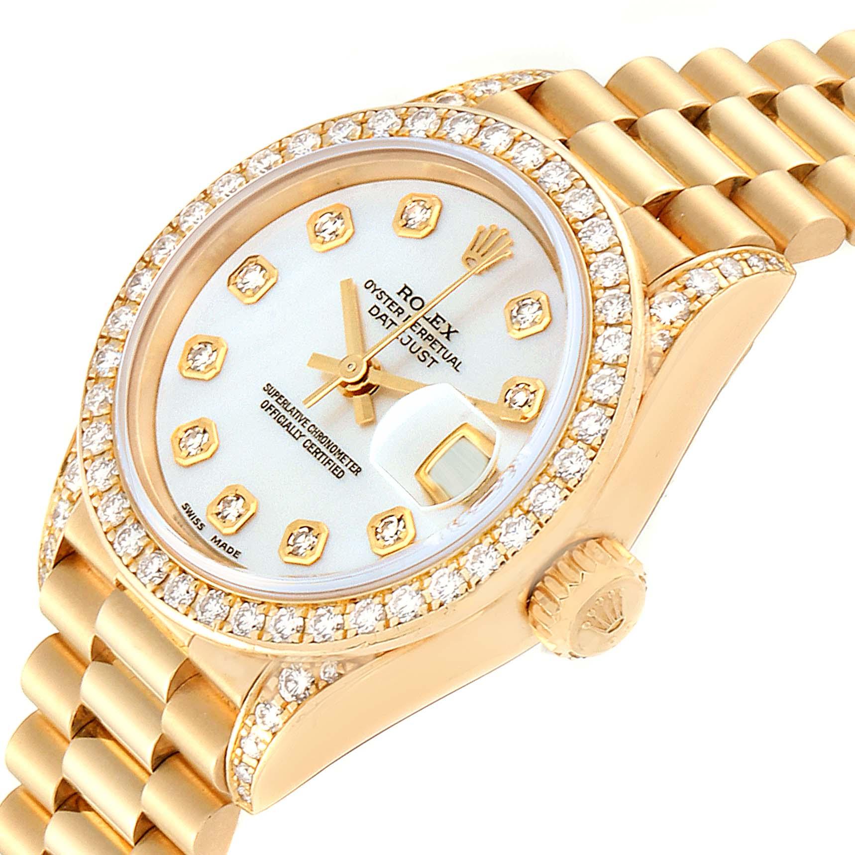 Women's Rolex President Crown Collection Yellow Gold Diamond Ladies Watch 69158