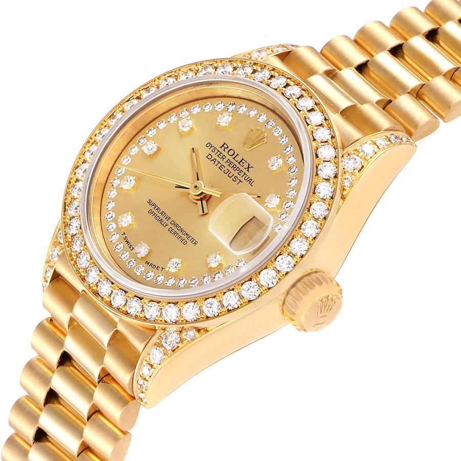 Women's Rolex President Crown Collection Yellow Gold Diamond Ladies Watch 69158