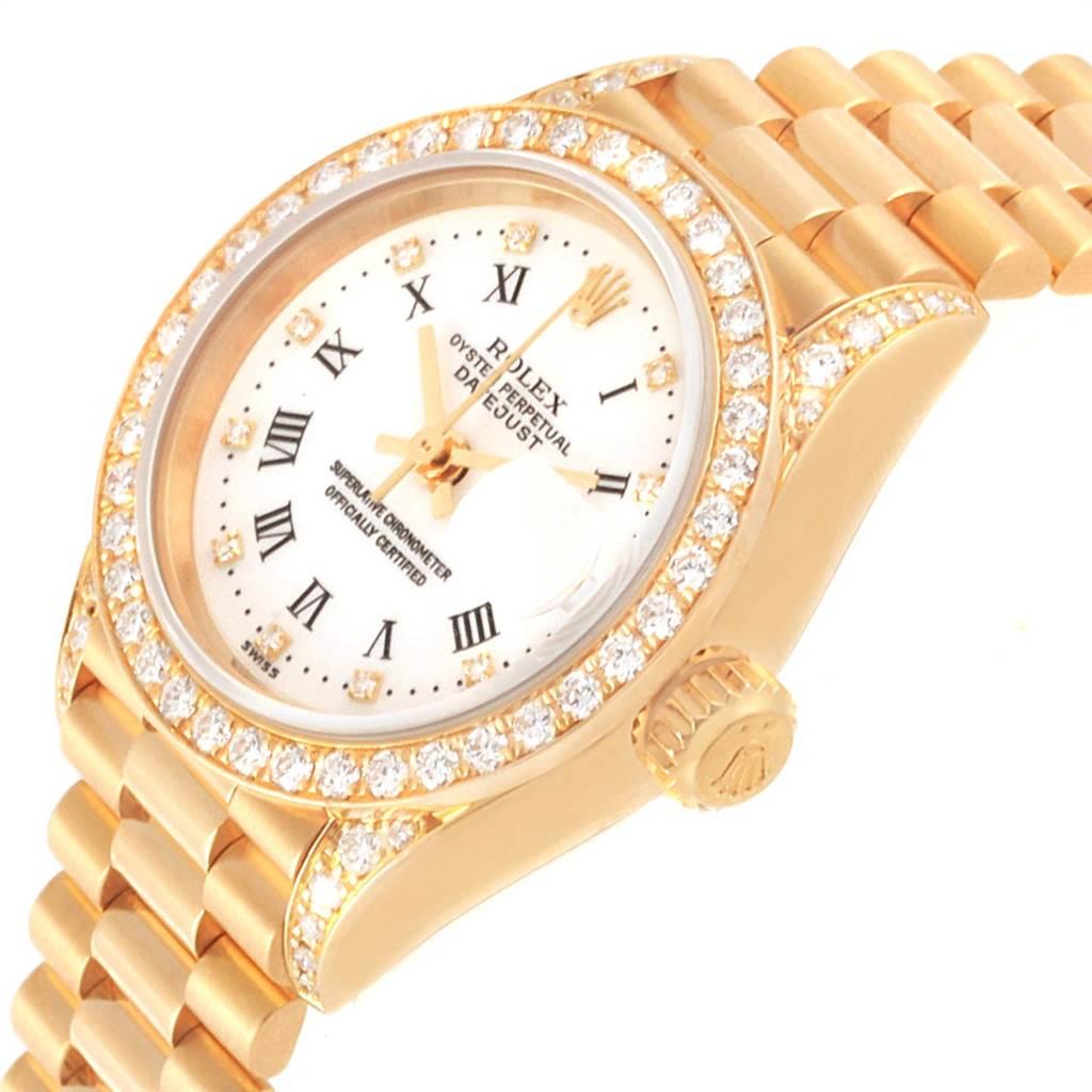 Rolex President Crown Collection Yellow Gold Diamond Ladies Watch 69158 2