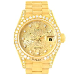 Rolex President Crown Collection Yellow Gold Diamond Ladies Watch 69158