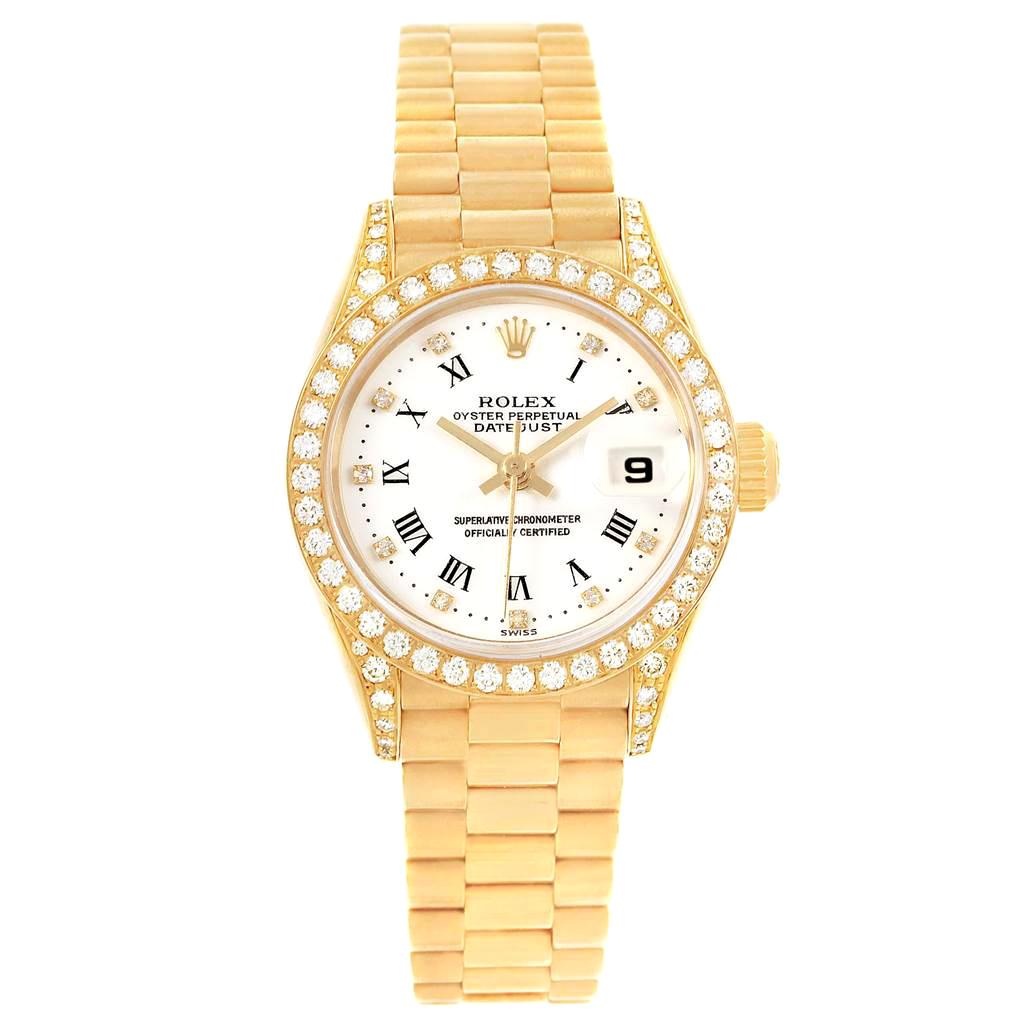 Rolex President Crown Collection Yellow Gold Diamond Ladies Watch 69158