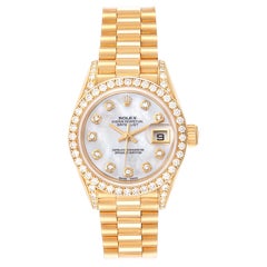 Rolex President Crown Collection Yellow Gold Diamond Ladies Watch 69158