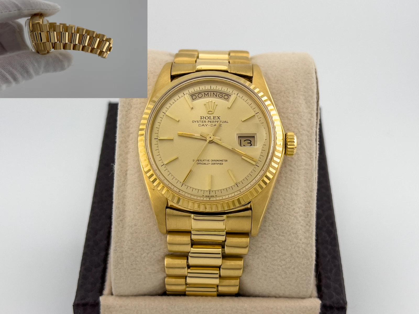 Rolex President Date 1803 36mm Cadran Champagne Or jaune 18k en vente 7