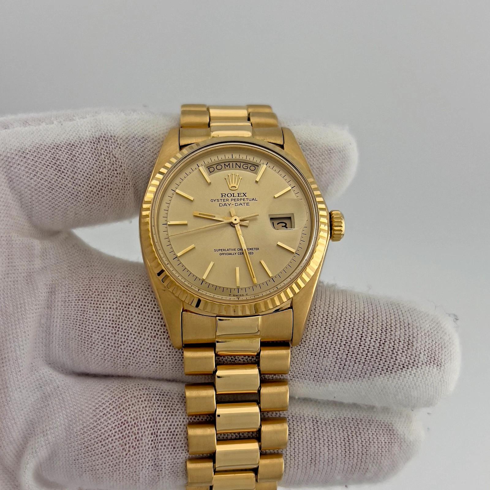 Rolex President Date 1803 36mm Cadran Champagne Or jaune 18k en vente 4