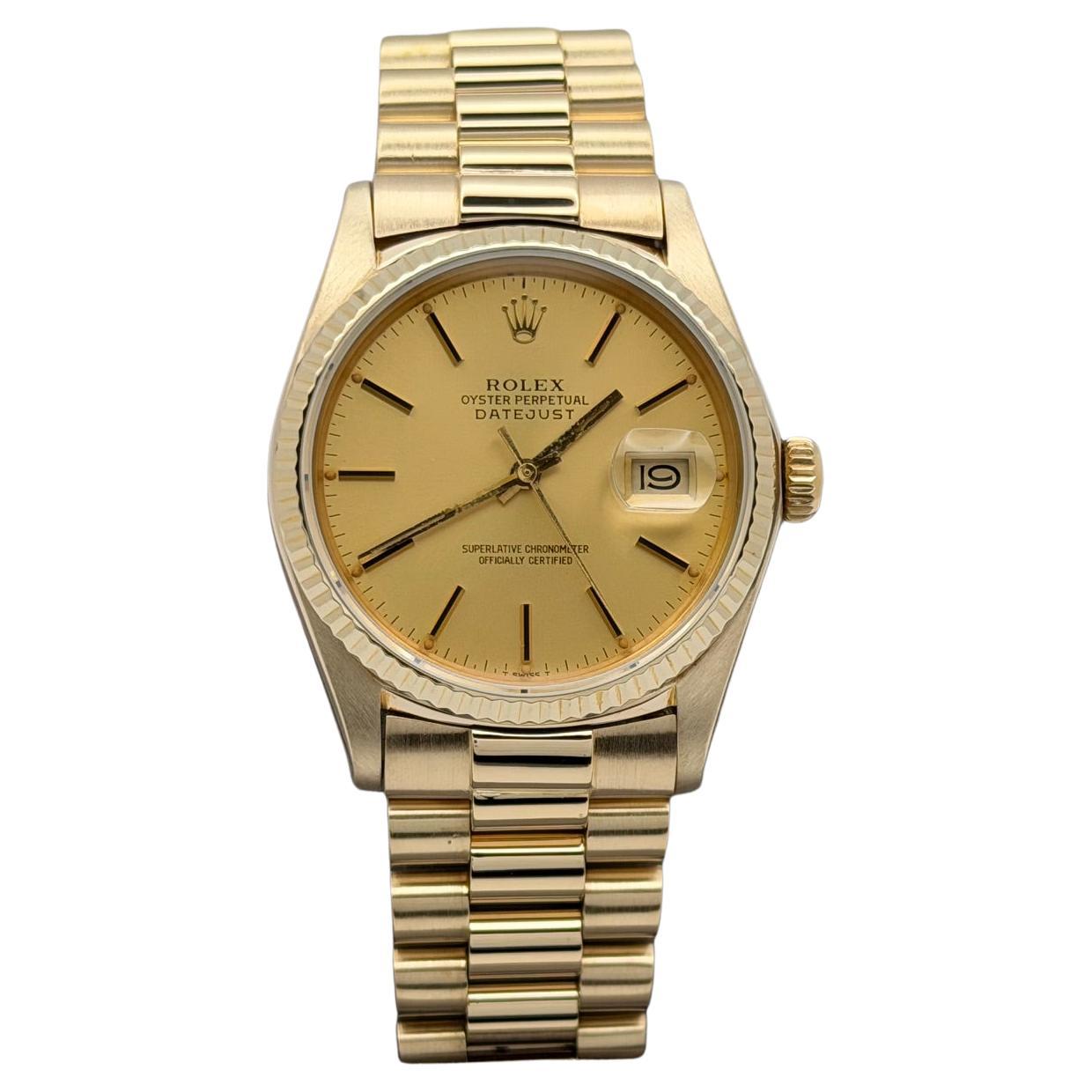 Rolex President Datejust 16018 36mm Champagne Dial 18k Yellow Gold