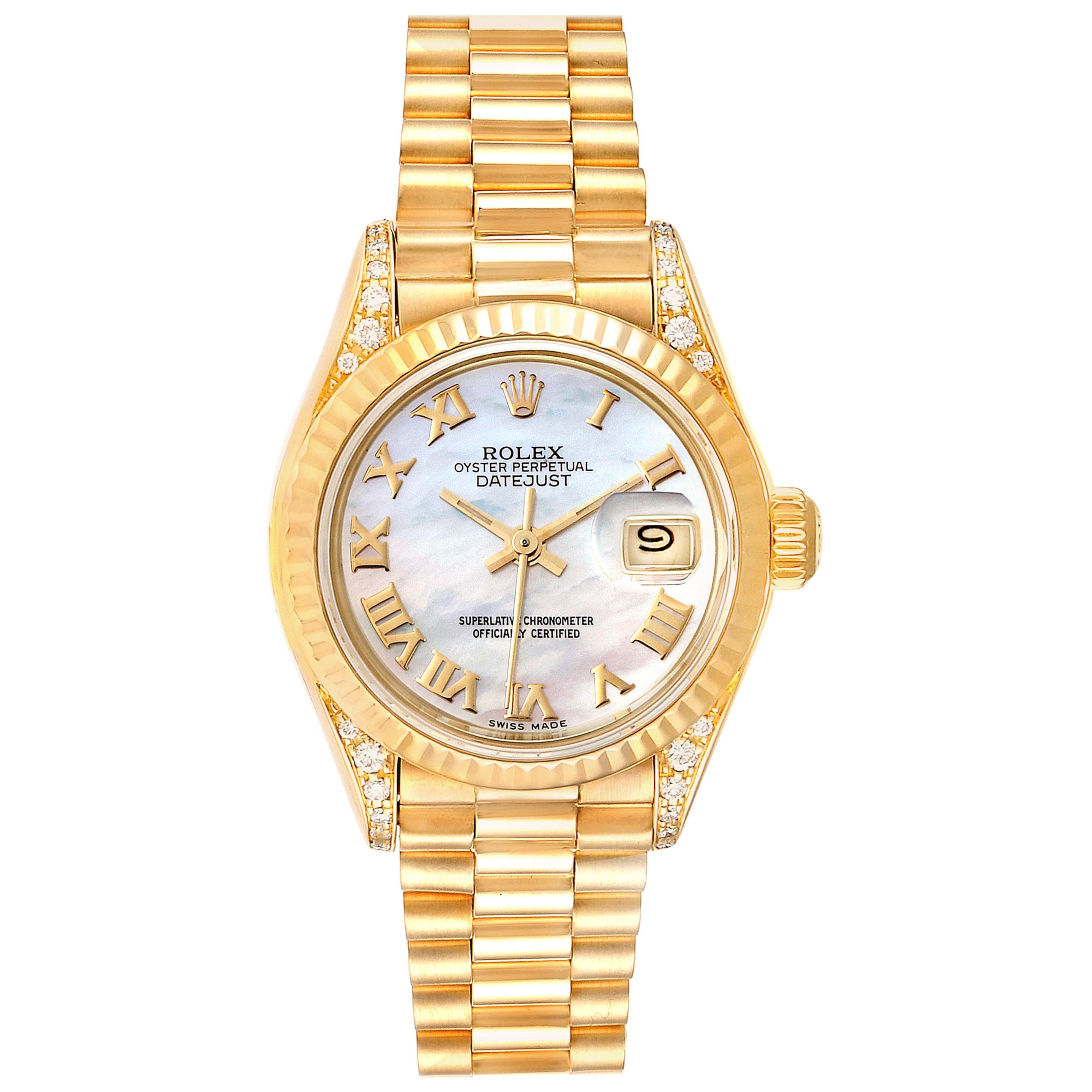 Rolex President Datejust 18 Karat Yellow Gold Diamond Watch 69188