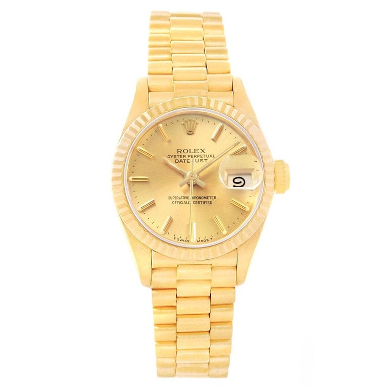 Rolex President Datejust 18 Karat Yellow Gold Ladies Watch 69178 For Sale At 1stdibs