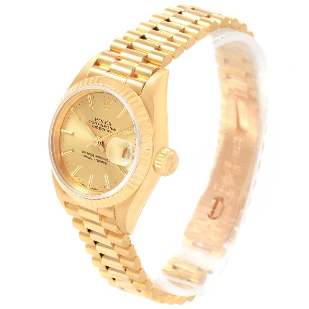 Women's Rolex President Datejust 18 Karat Yellow Gold Ladies Watch 69178 For Sale