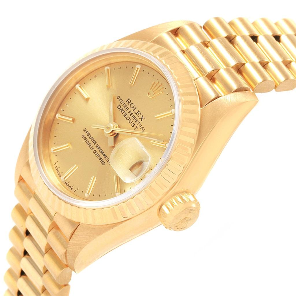 Rolex President Datejust 18 Karat Yellow Gold Ladies Watch 69178 For Sale 4