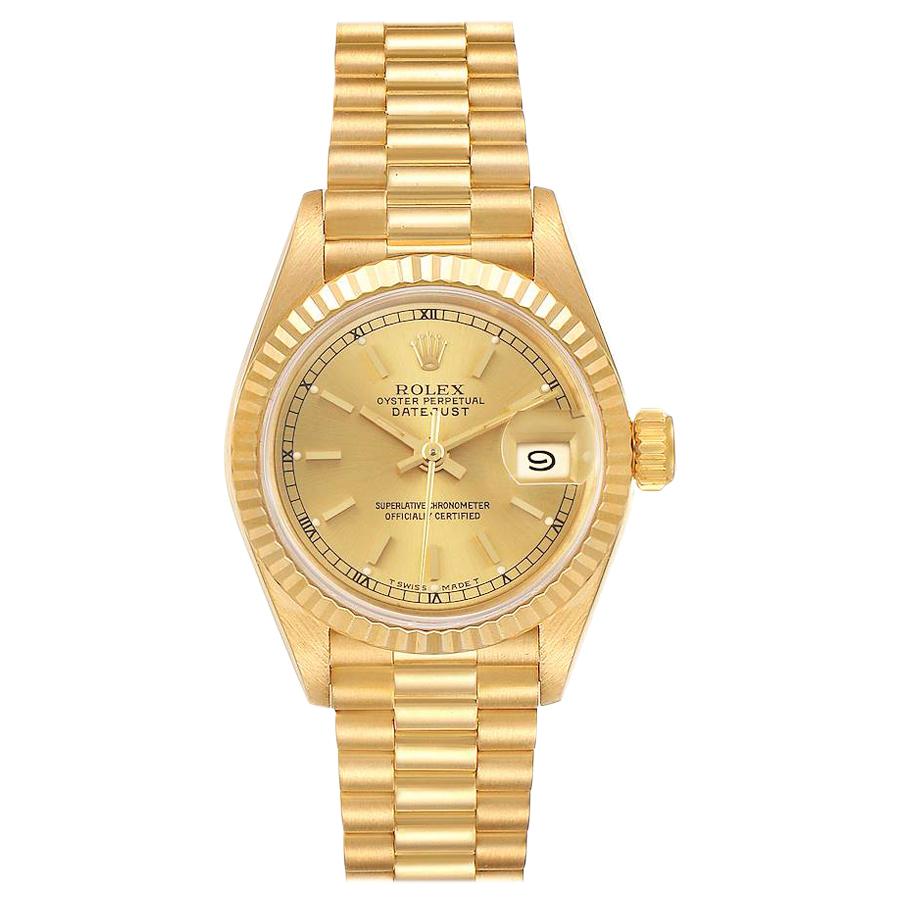 Rolex President Datejust 18 Karat Yellow Gold Ladies Watch 69178