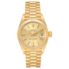 Rolex President Datejust 18 Karat Yellow Gold Ladies Watch 69178