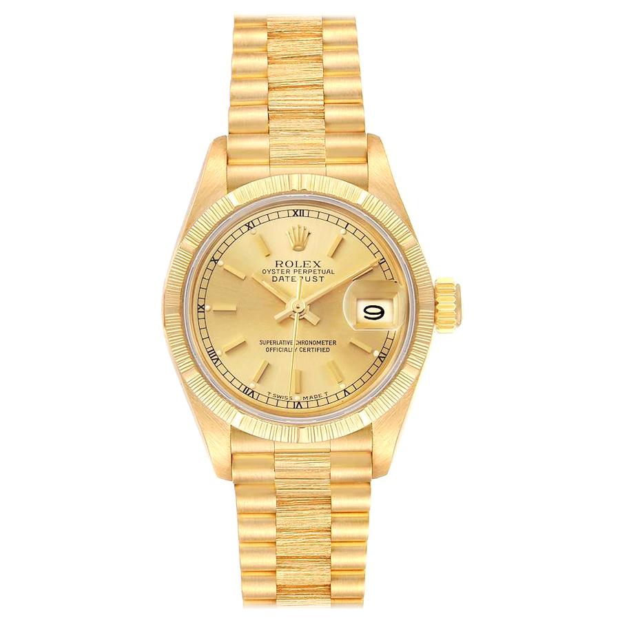Rolex President Datejust 18 Karat Yellow Gold Ladies Watch 69278 For Sale