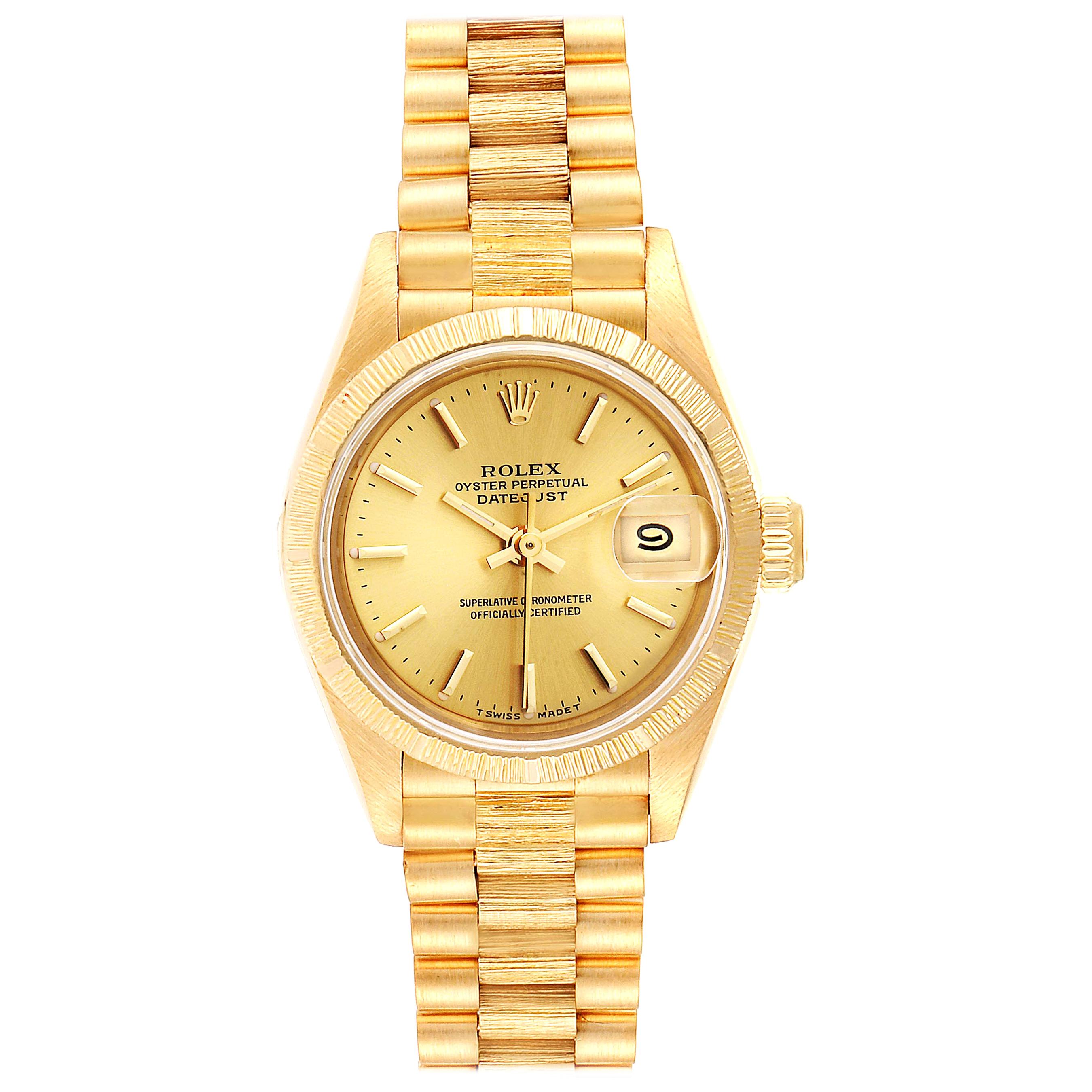 Rolex President Datejust 18 Karat Yellow Gold Ladies Watch 69278 For Sale