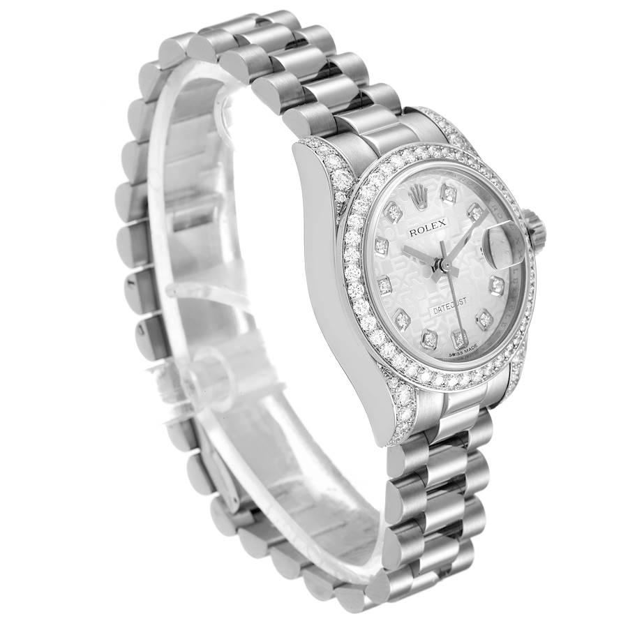 Rolex President Datejust 18k White Gold Diamond Ladies Watch 179159 In Excellent Condition In Atlanta, GA