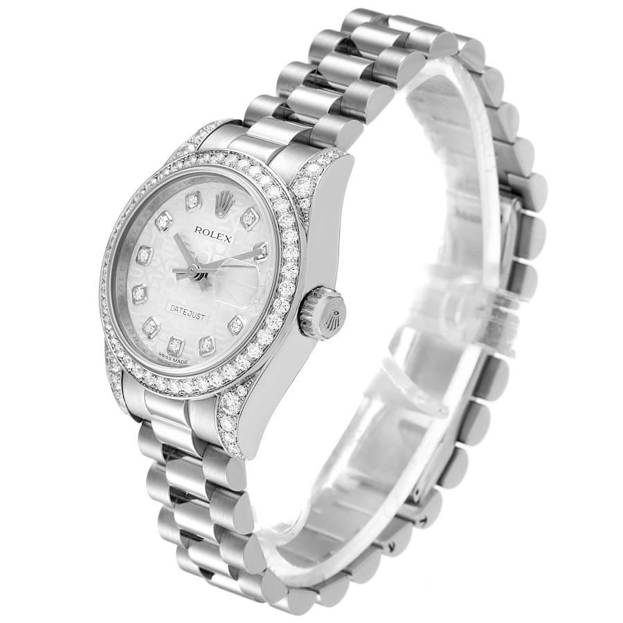 Women's Rolex President Datejust 18k White Gold Diamond Ladies Watch 179159