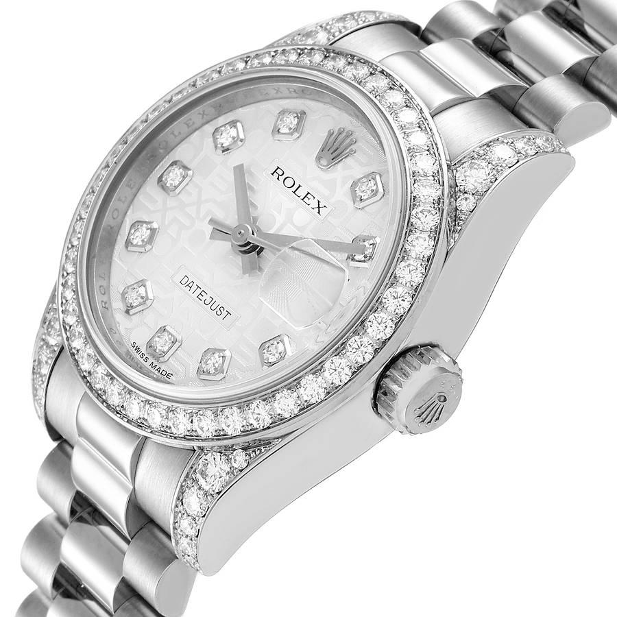 Rolex President Datejust 18k White Gold Diamond Ladies Watch 179159 1