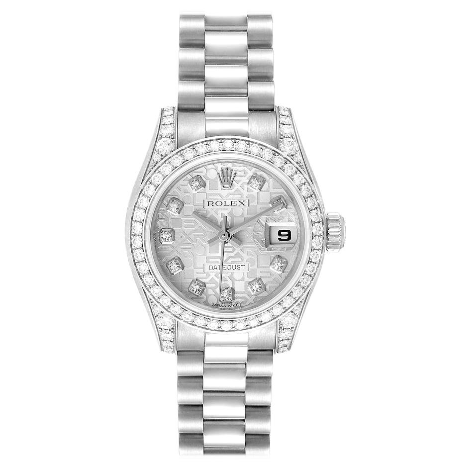 Rolex President Datejust 18k White Gold Diamond Ladies Watch 179159