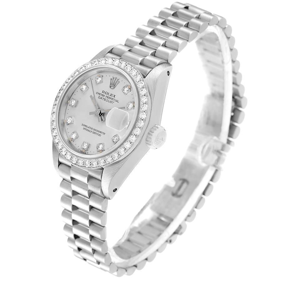 Women's Rolex President Datejust 18k White Gold Diamond Ladies Watch 69139 For Sale